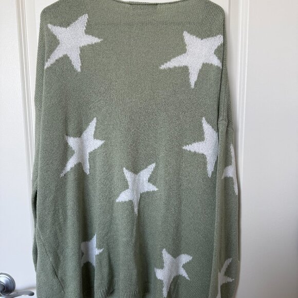 A Beautiful Soul Sage Green Star Sweater – Size B (Fits Like 2X) – Deep V-Neck - Picture 3 of 3
